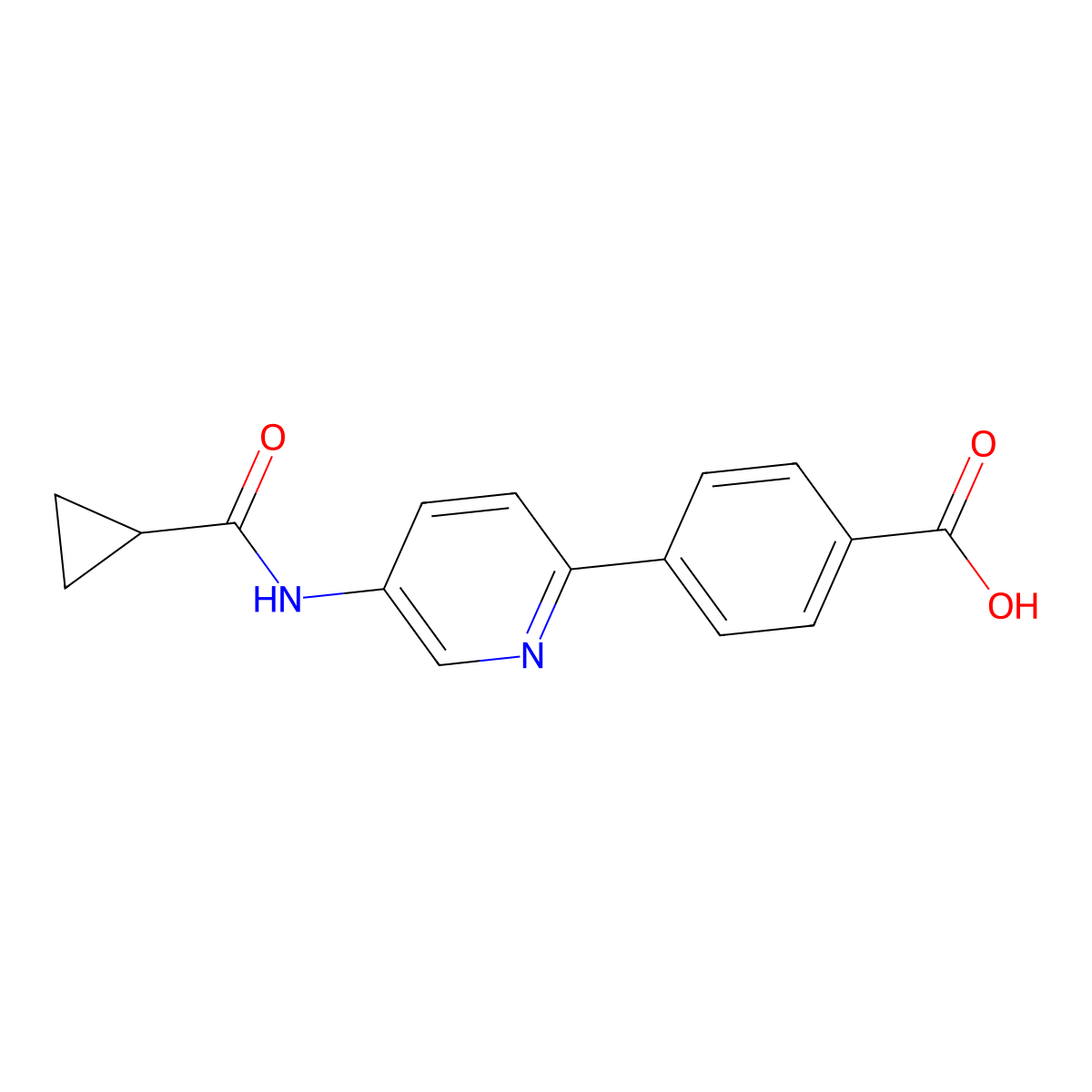 4-{5-[(Cyclopropylcarbonyl)amino]pyridin-2-yl}benzoic acid molecular structure, CAS 1171013-61-8