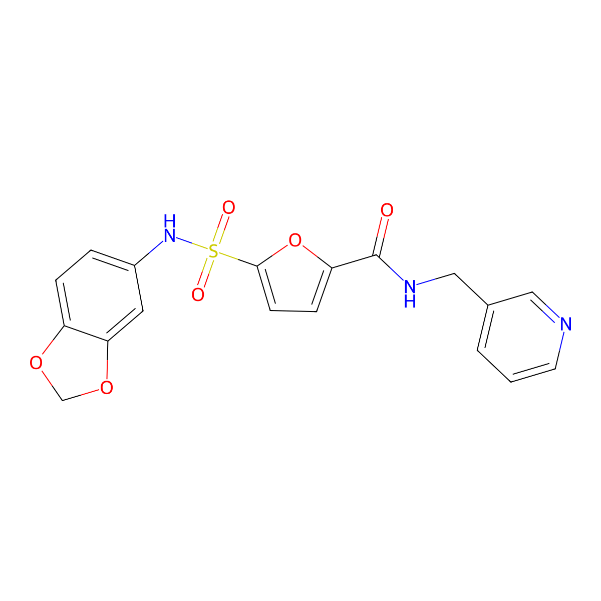 5-(N-(benzo[d][1,3]dioxol-5-yl)sulfamoyl)-N-(pyridin-3-ylmethyl)furan-2-carboxamide molecular structure, CAS 1171014-72-4
