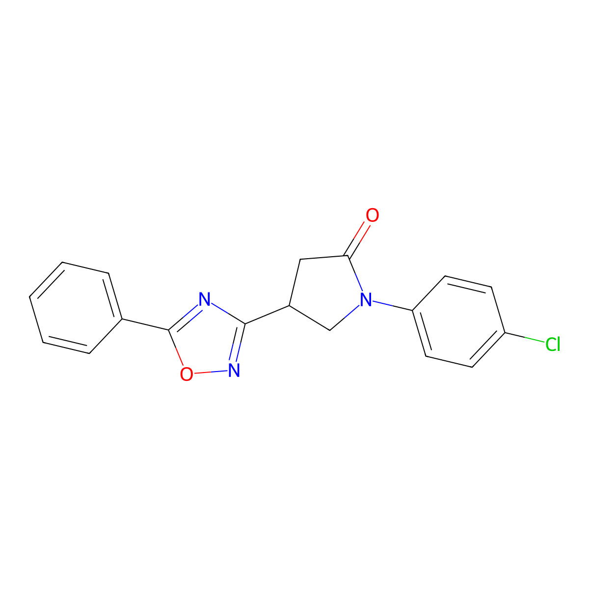 1-(4-Chlorophenyl)-4-(5-phenyl-1,2,4-oxadiazol-3-yl)pyrrolidin-2-one molecular structure, CAS 1171015-31-8
