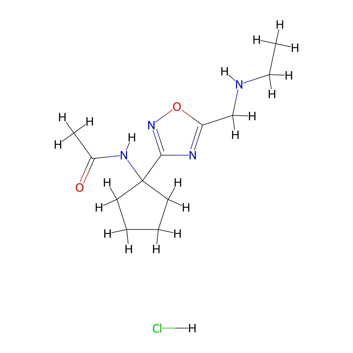 N-(1-{5-[(ethylamino)methyl]-1,2,4-oxadiazol-3-yl}cyclopentyl)acetamide hydrochloride molecular structure, CAS 1171023-40-7