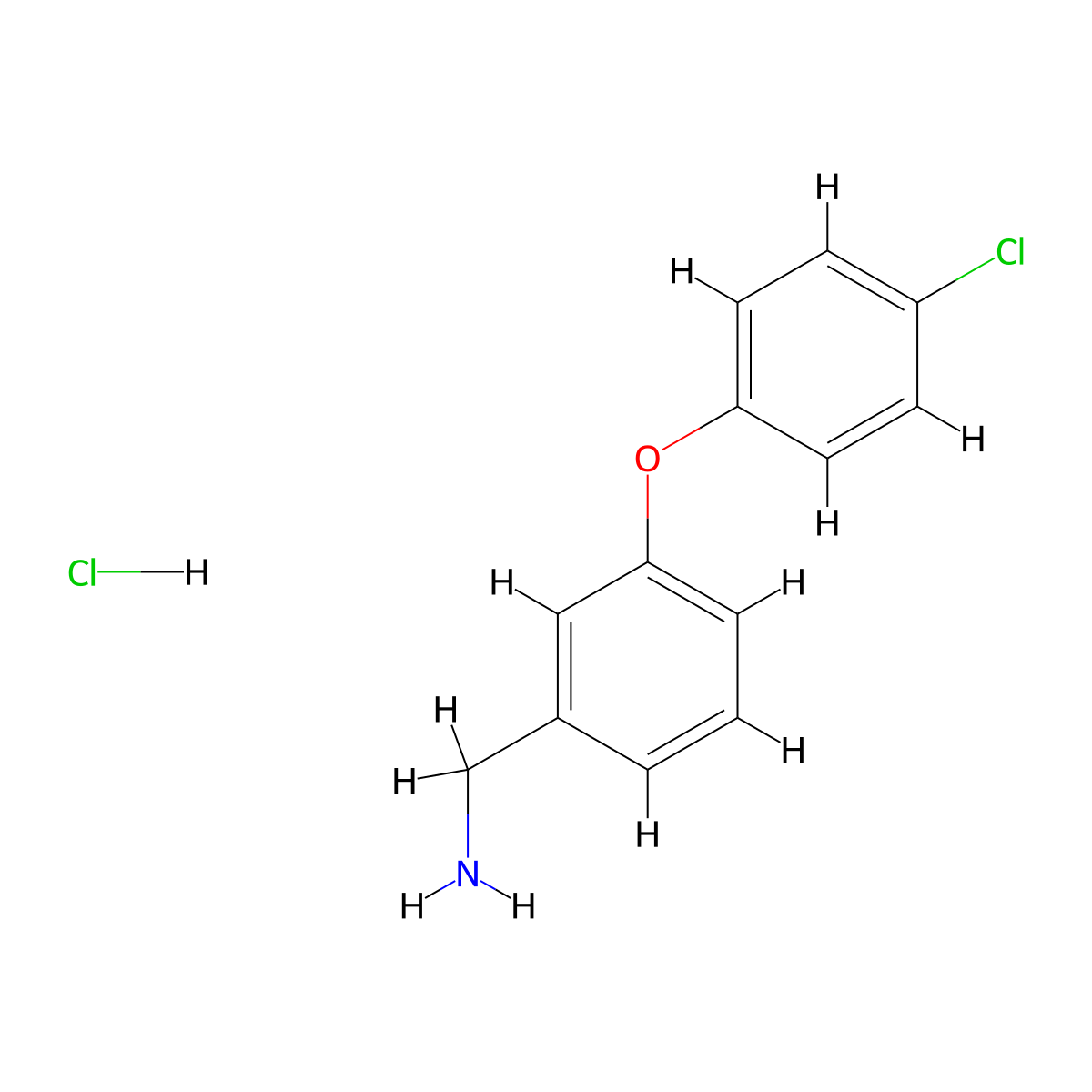 (3-(4-Chlorophenoxy)phenyl)methylamine hydrochloride molecular structure, CAS 1171023-50-9
