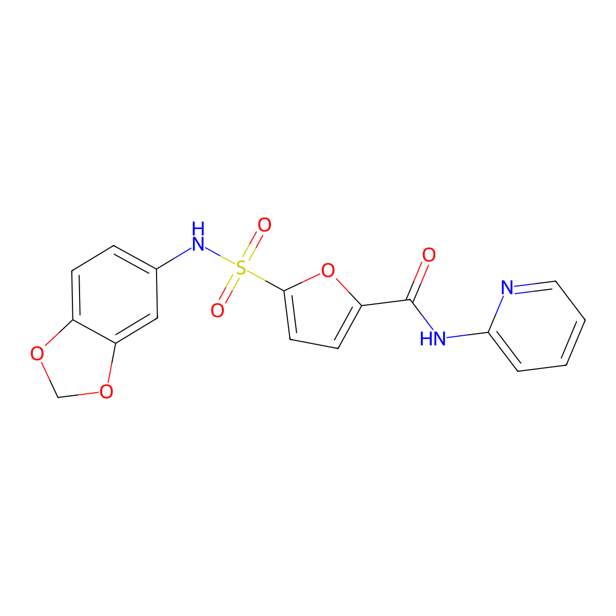 5-(N-(benzo[d][1,3]dioxol-5-yl)sulfamoyl)-N-(pyridin-2-yl)furan-2-carboxamide molecular structure, CAS 1171026-34-8