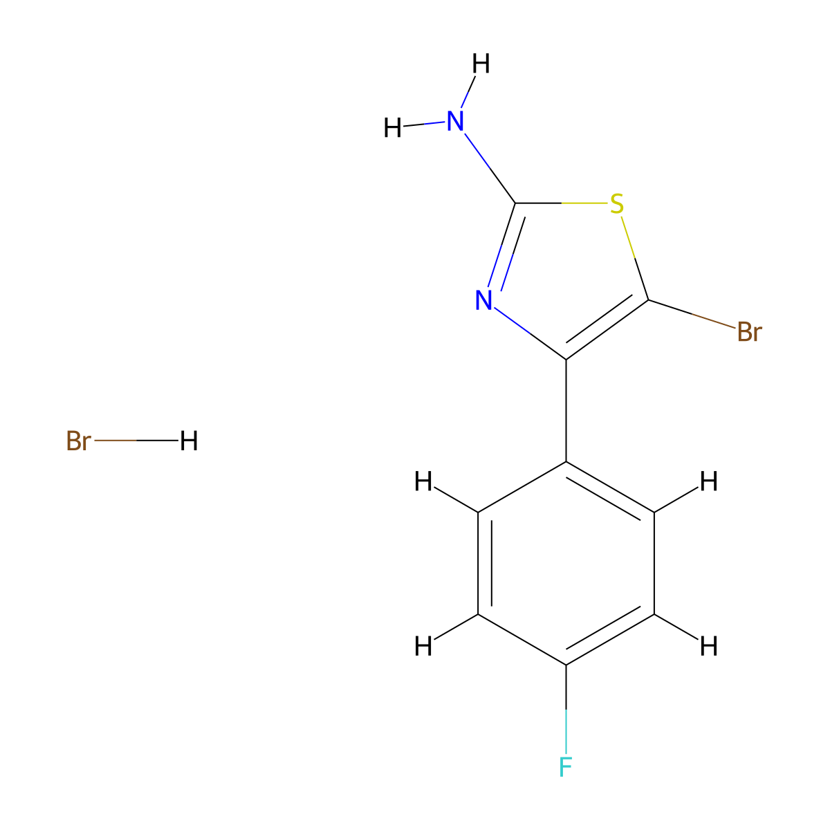5-Bromo-4-(4-fluorophenyl)-1,3-thiazol-2-amine hydrobromide molecular structure, CAS 1171027-89-6