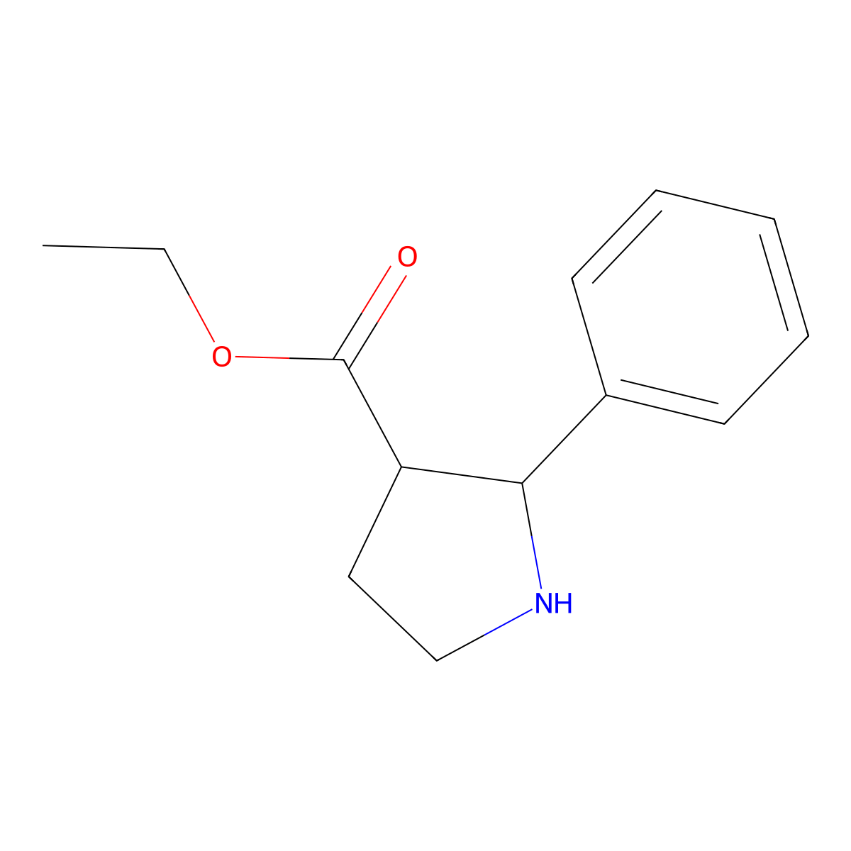 rac-ethyl (2R,3S)-2-phenylpyrrolidine-3-carboxylate molecular structure, CAS 117103-21-6