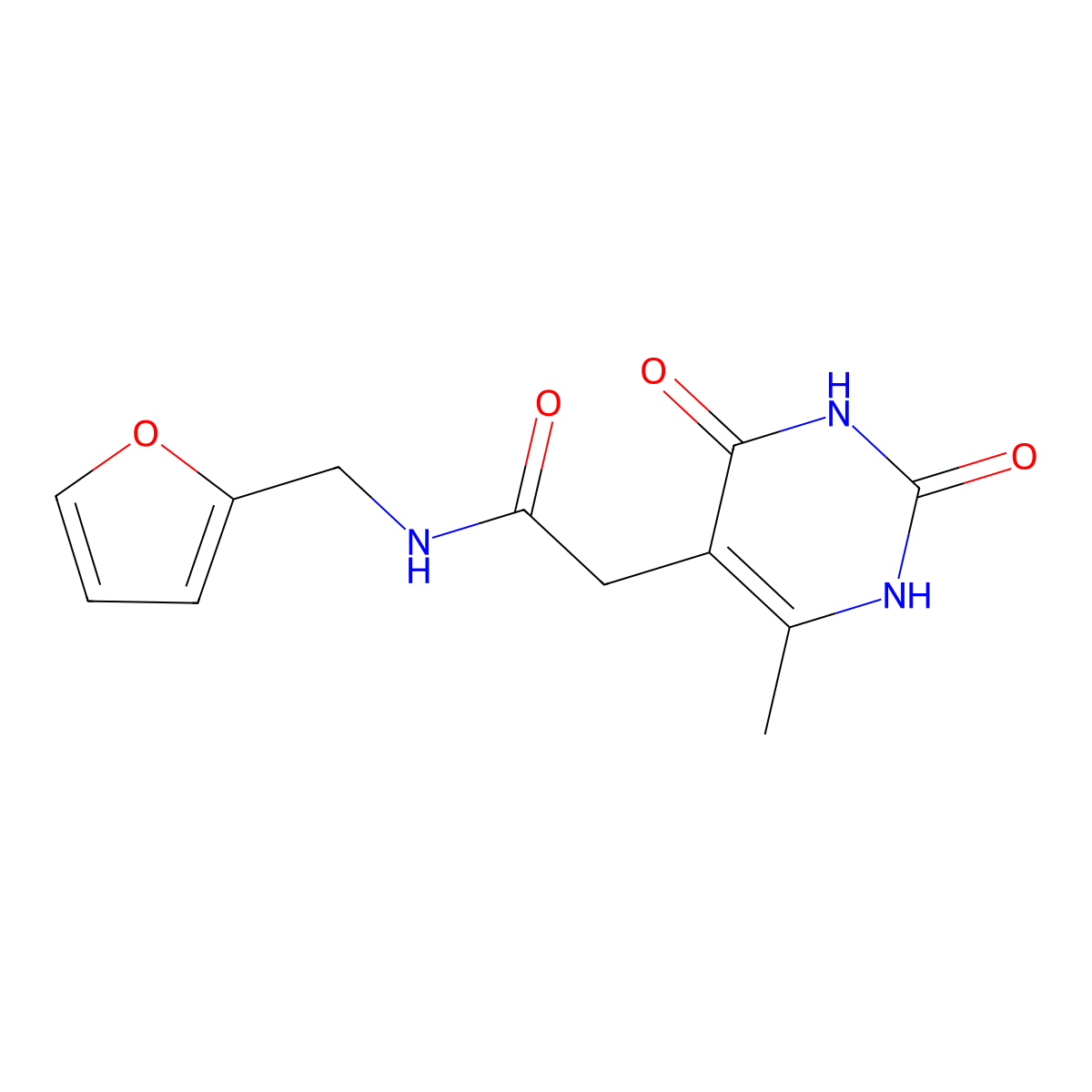 N-(furan-2-ylmethyl)-2-(6-methyl-2,4-dioxo-1,2,3,4-tetrahydropyrimidin-5-yl)acetamide molecular structure, CAS 1171030-46-8