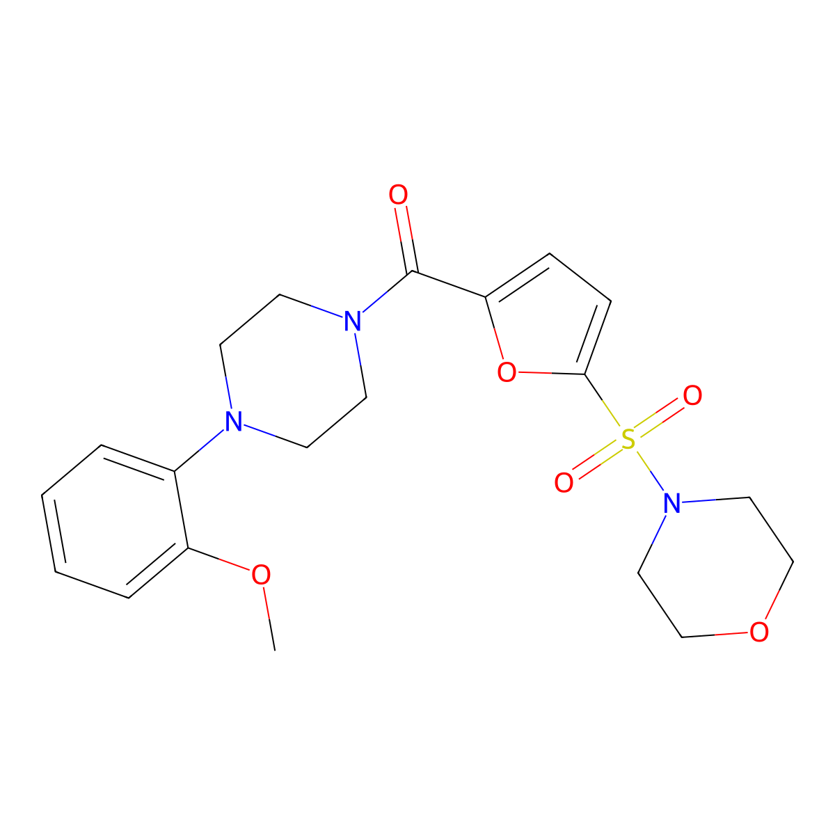 (4-(2-Methoxyphenyl)piperazin-1-yl)(5-(morpholinosulfonyl)furan-2-yl)methanone molecular structure, CAS 1171032-19-1