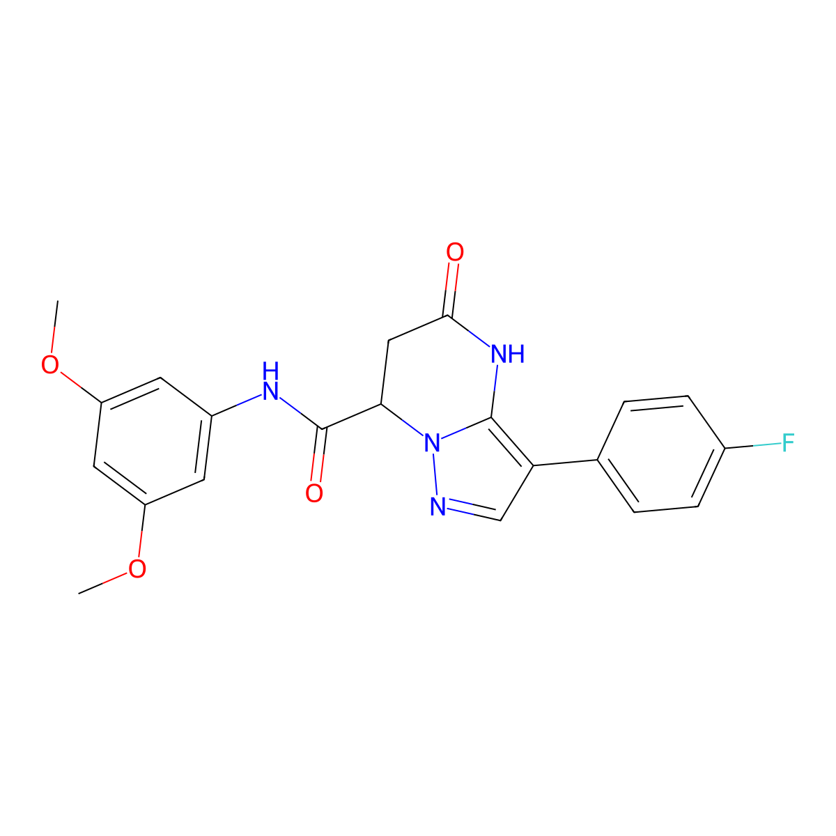 N-(3,5-dimethoxyphenyl)-3-(4-fluorophenyl)-5-hydroxy-6,7-dihydropyrazolo[1,5-a]pyrimidine-7-carboxamide molecular structure, CAS 1171032-49-7
