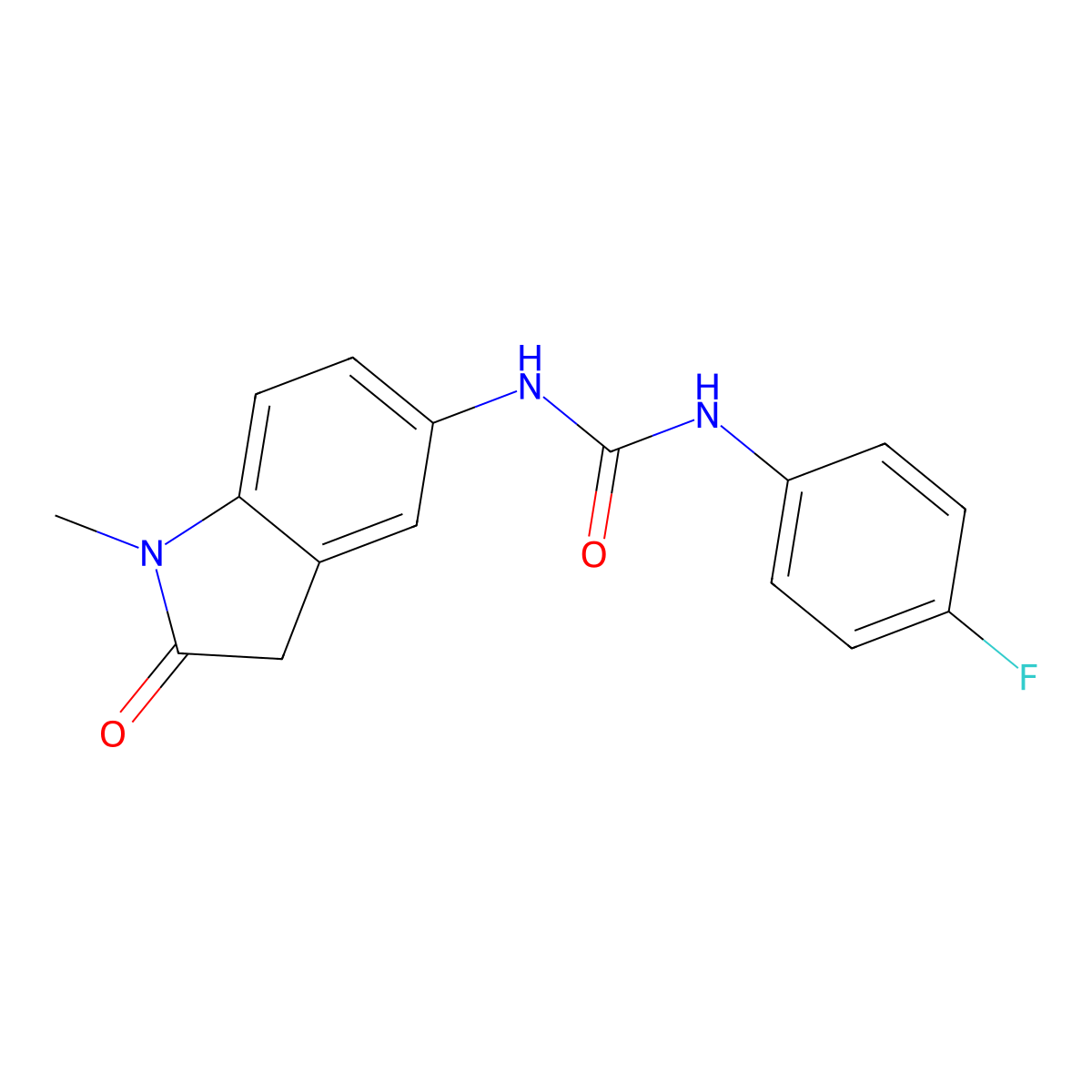 1-(4-Fluorophenyl)-3-(1-methyl-2-oxo-5-indolinyl)urea molecular structure, CAS 1171033-27-4
