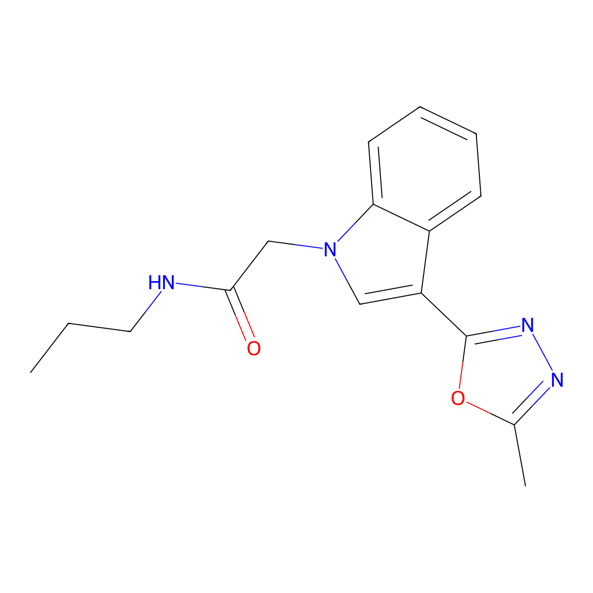2-[3-(5-methyl-1,3,4-oxadiazol-2-yl)-1H-indol-1-yl]-N-propylacetamide molecular structure, CAS 1171033-35-4