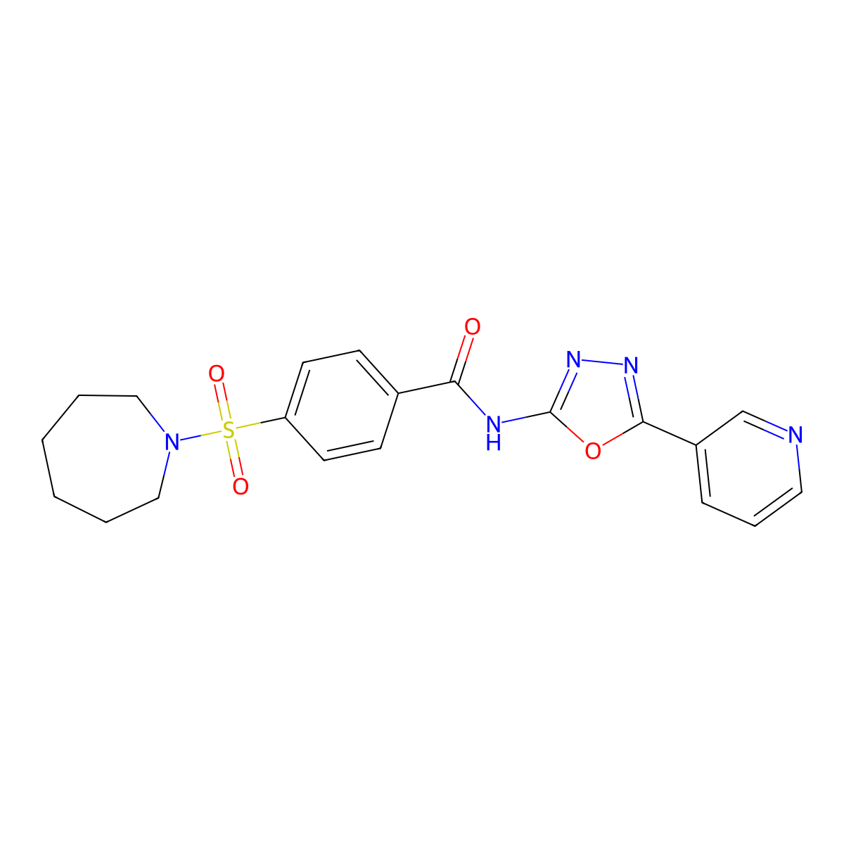 4-(azepan-1-ylsulfonyl)-N-(5-(pyridin-3-yl)-1,3,4-oxadiazol-2-yl)benzamide molecular structure, CAS 1171034-39-1