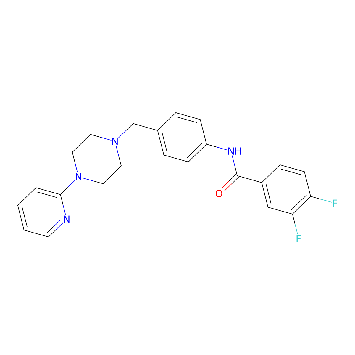 3,4-difluoro-N-(4-((4-(pyridin-2-yl)piperazin-1-yl)methyl)phenyl)benzamide molecular structure, CAS 1171036-18-2