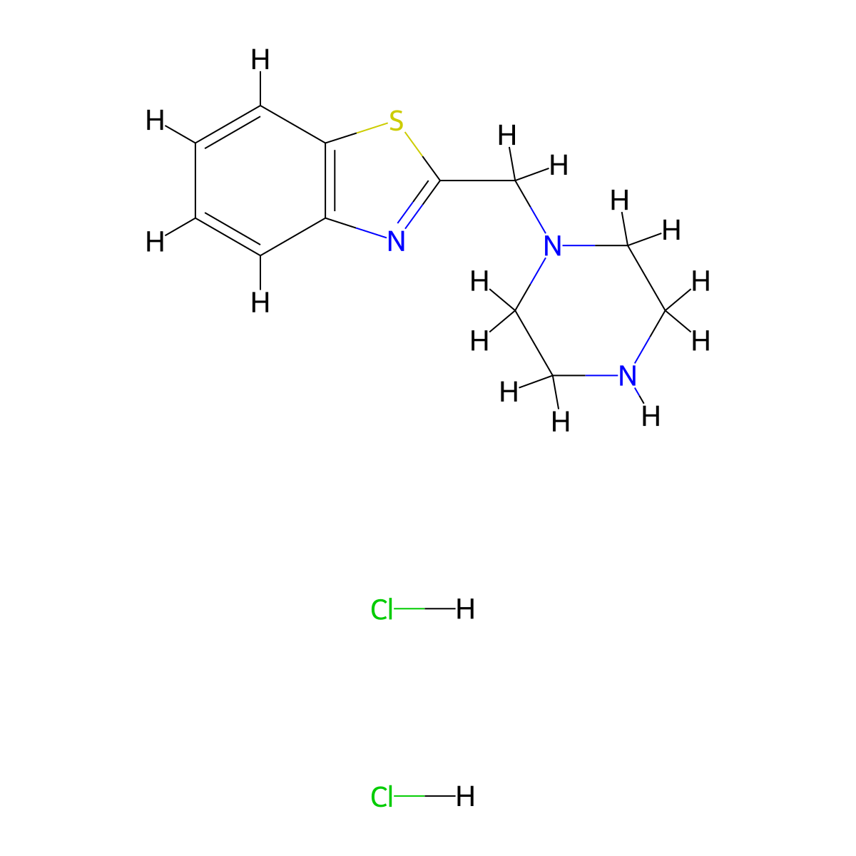 2-((Piperazin-1-yl)methyl)-1,3-benzothiazole dihydrochloride molecular structure, CAS 1171038-67-7