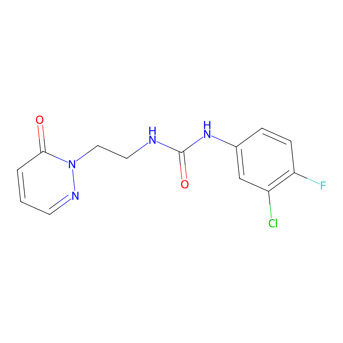 1-(3-chloro-4-fluorophenyl)-3-(2-(6-oxopyridazin-1(6H)-yl)ethyl)urea molecular structure, CAS 1171047-92-9