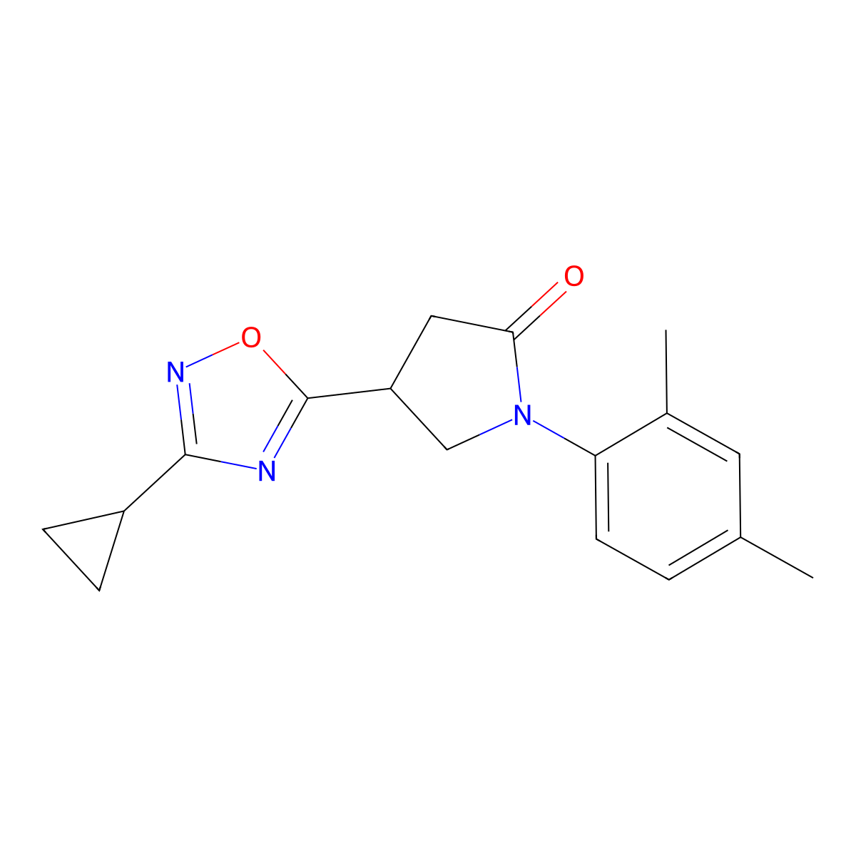 4-(3-Cyclopropyl-1,2,4-oxadiazol-5-yl)-1-(2,4-dimethylphenyl)pyrrolidin-2-one molecular structure, CAS 1171049-65-2