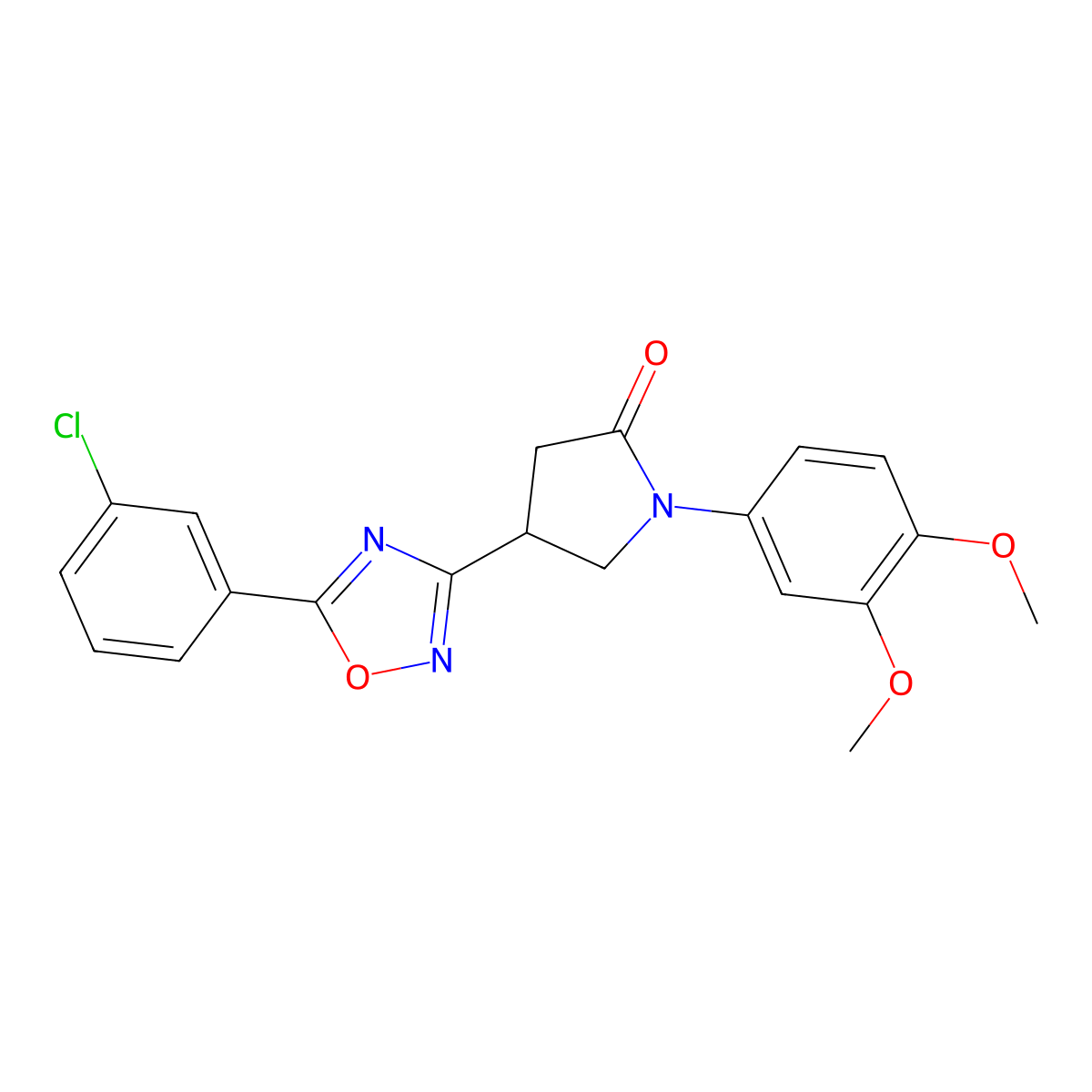 4-[5-(3-Chlorophenyl)-1,2,4-oxadiazol-3-yl]-1-(3,4-dimethoxyphenyl)pyrrolidin-2-one molecular structure, CAS 1171049-77-6