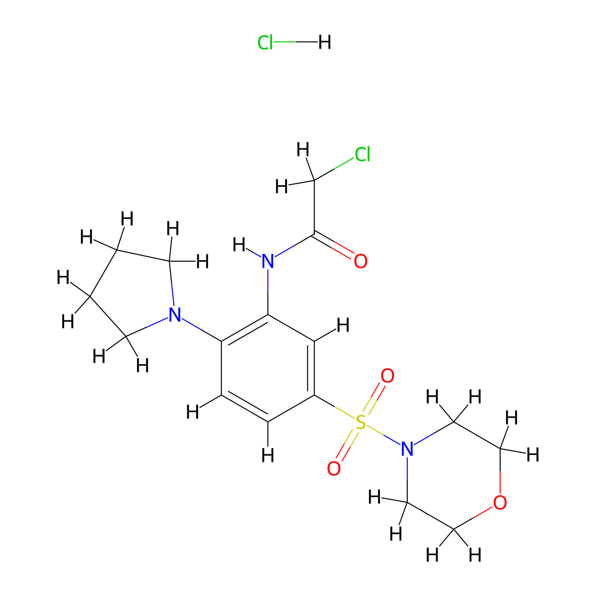 2-chloro-N-[5-(morpholin-4-ylsulfonyl)-2-pyrrolidin-1-ylphenyl]acetamide hydrochloride molecular structure, CAS 1171052-28-0