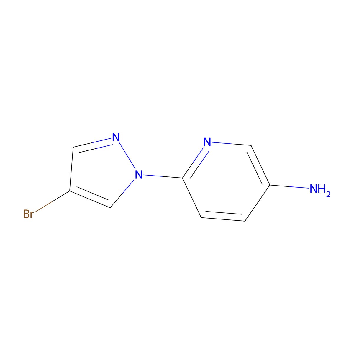 6-(4-bromo-1H-pyrazol-1-yl)pyridin-3-amine molecular structure, CAS 1171054-86-6