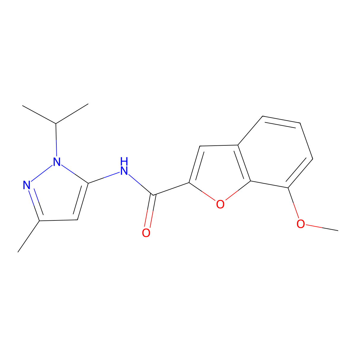 N-(1-isopropyl-3-methyl-1H-pyrazol-5-yl)-7-methoxybenzofuran-2-carboxamide molecular structure, CAS 1171055-22-3