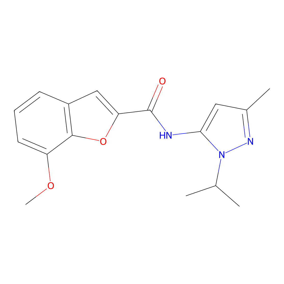 N-(1-isopropyl-3-methyl-1H-pyrazol-5-yl)-7-methoxybenzofuran-2-carboxamide molecular structure, CAS 1171055-22-3