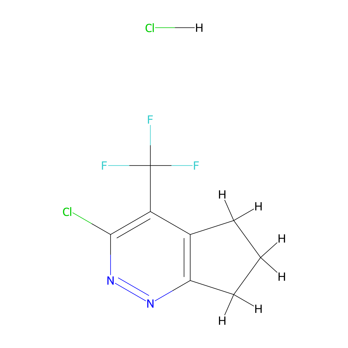 3-chloro-4-(trifluoromethyl)-6,7-dihydro-5H-cyclopenta[c]pyridazine hydrochloride molecular structure, CAS 1171056-28-2