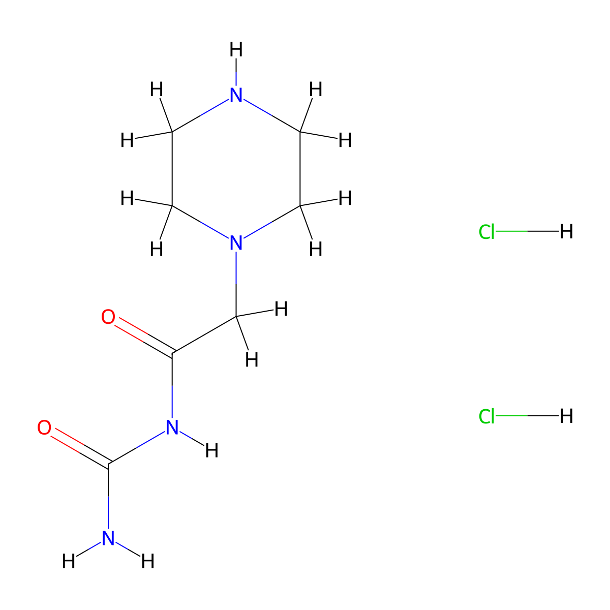 N-(aminocarbonyl)-2-piperazin-1-ylacetamide dihydrochloride molecular structure, CAS 1171057-30-9