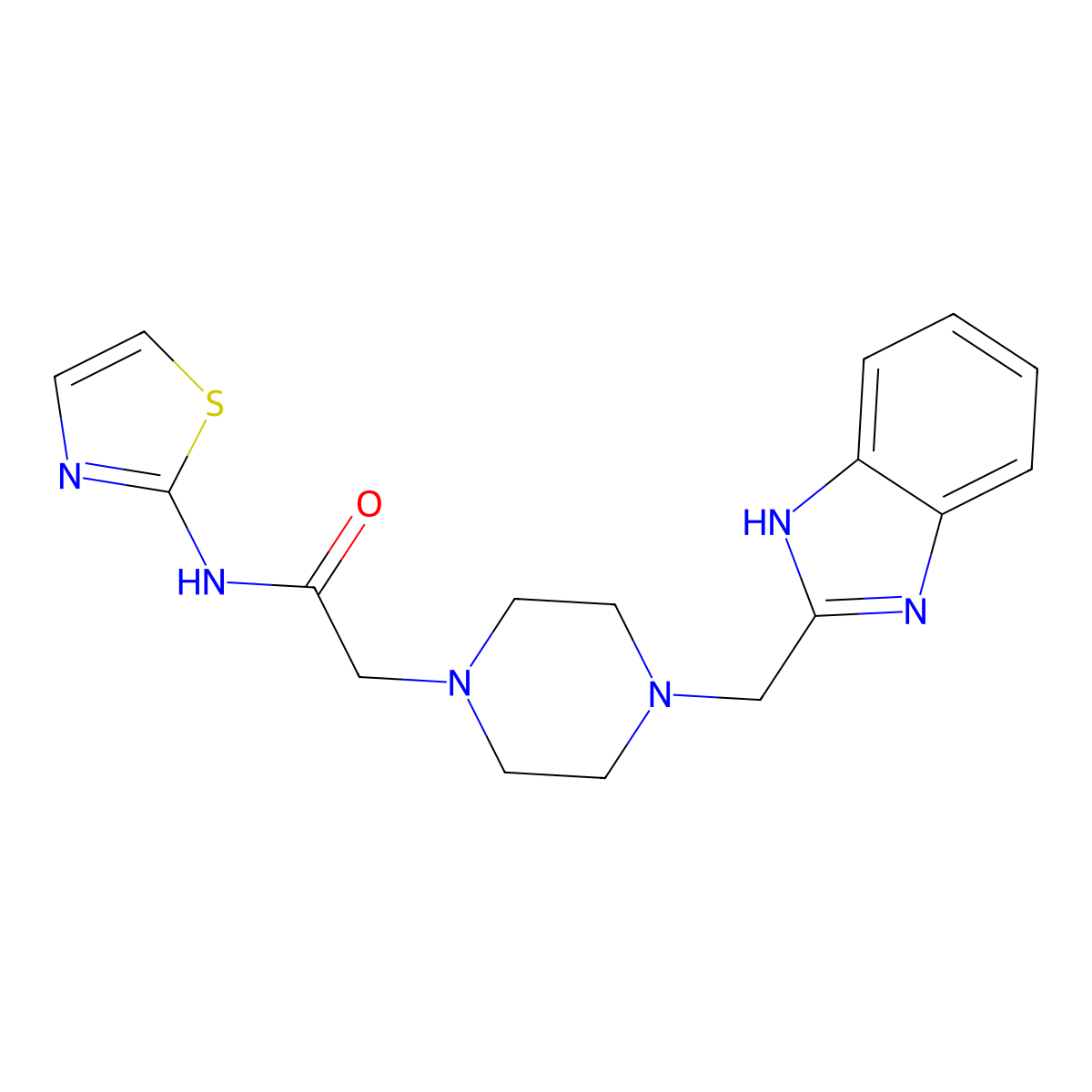 2-(4-((1H-benzo[d]imidazol-2-yl)methyl)piperazin-1-yl)-N-(thiazol-2-yl)acetamide molecular structure, CAS 1171057-63-8