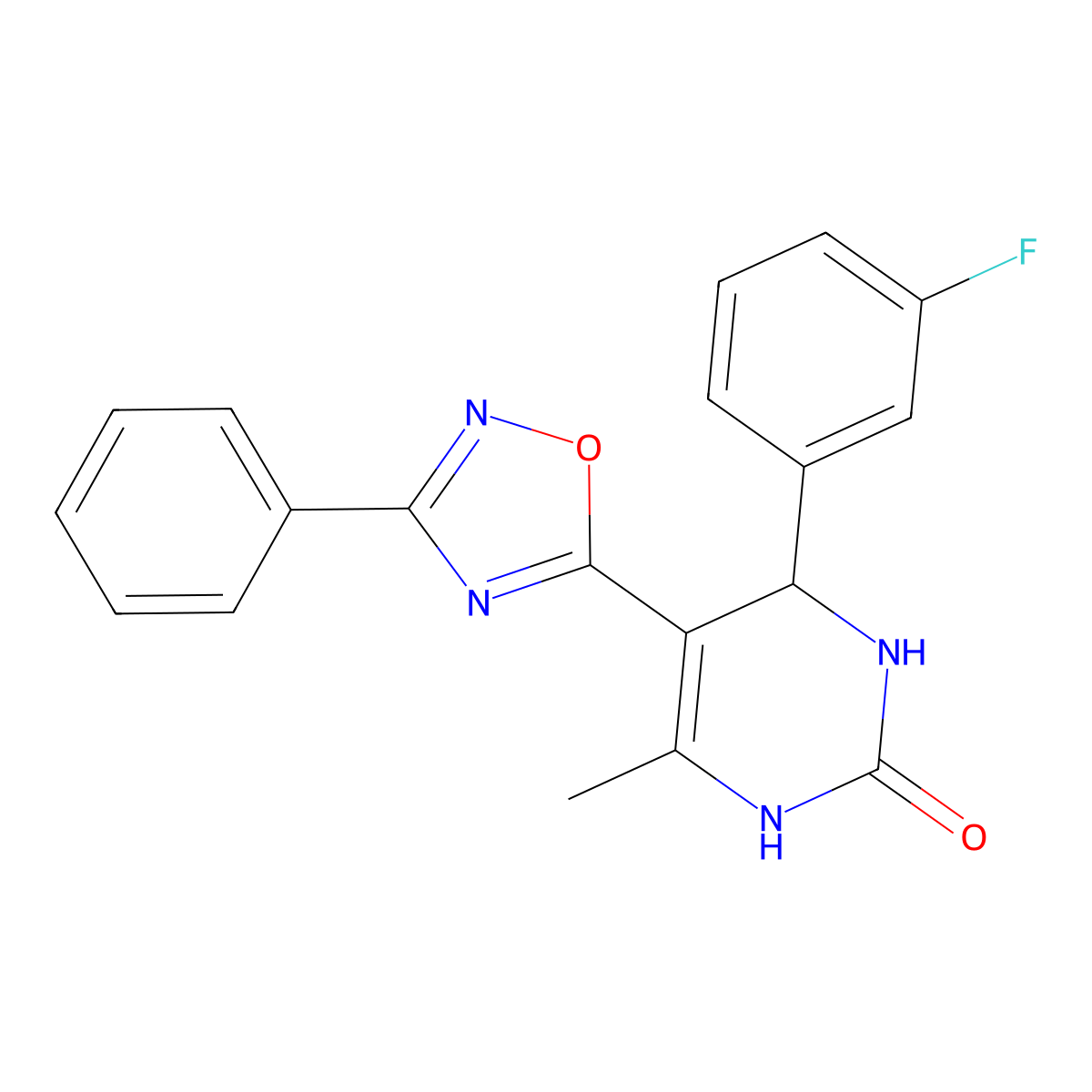 4-(3-fluorophenyl)-6-methyl-5-(3-phenyl-1,2,4-oxadiazol-5-yl)-3,4-dihydropyrimidin-2(1H)-one molecular structure, CAS 1171057-84-3