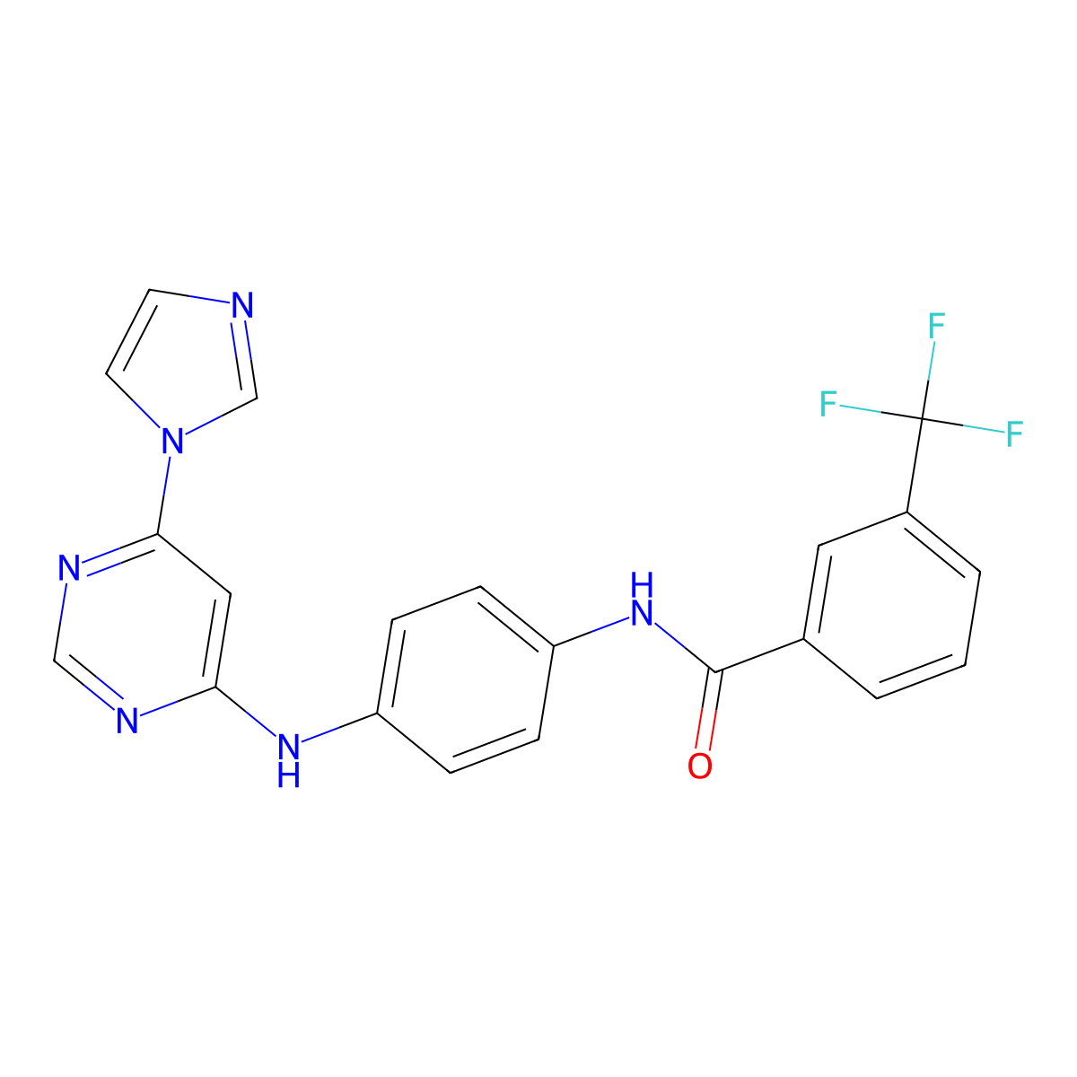 N-(4-{[6-(1H-imidazol-1-yl)pyrimidin-4-yl]amino}phenyl)-3-(trifluoromethyl)benzamide molecular structure, CAS 1171058-48-2
