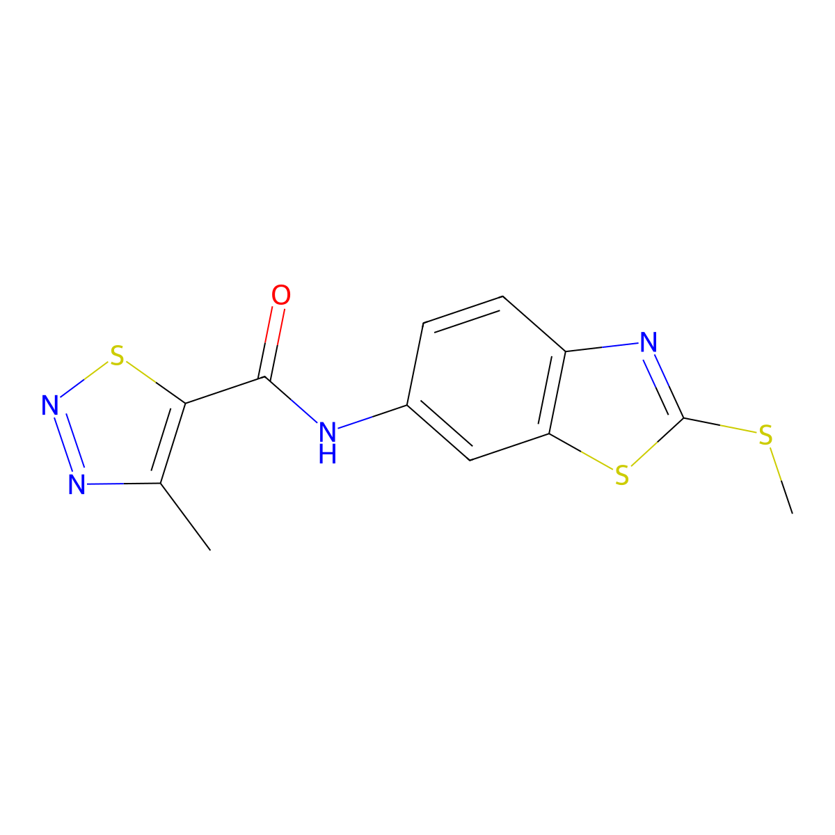 4-methyl-N-(2-(methylthio)benzo[d]thiazol-6-yl)-1,2,3-thiadiazole-5-carboxamide molecular structure, CAS 1171060-51-7