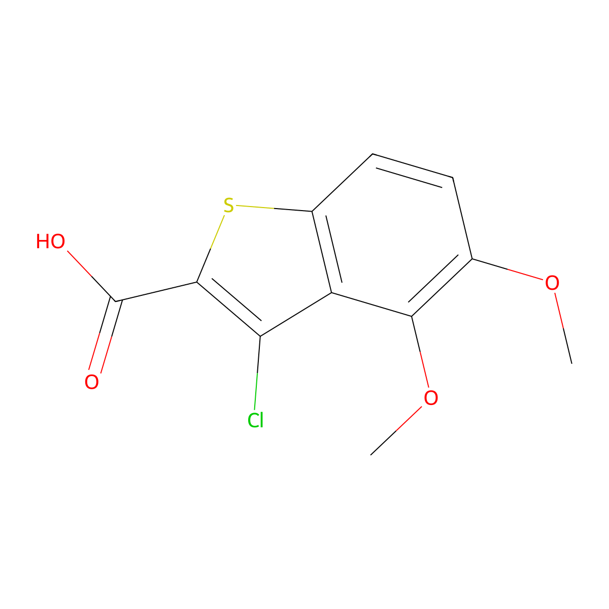 3-Chloro-4,5-dimethoxybenzo[b]thiophene-2-carboxylic acid molecular structure, CAS 1171060-81-3