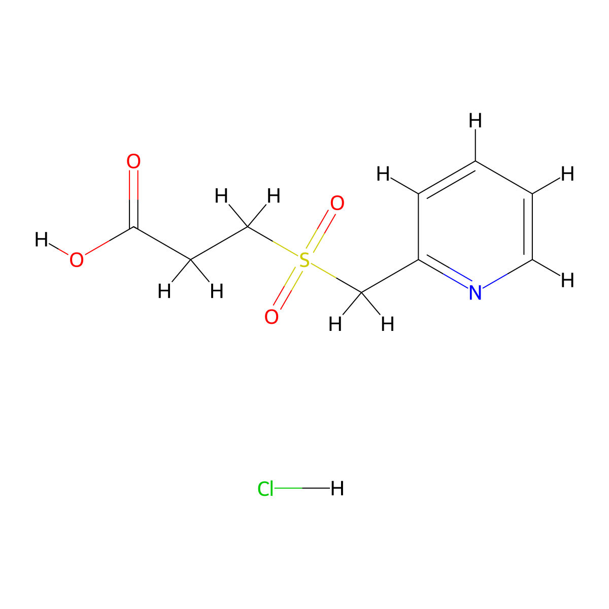 3-[(Pyridin-2-yl)methanesulfonyl]propanoic acid hydrochloride molecular structure, CAS 1171061-94-1