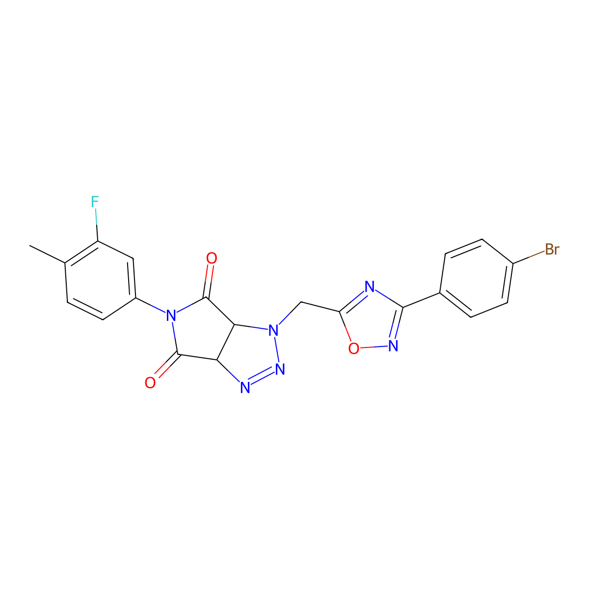 1-((3-(4-bromophenyl)-1,2,4-oxadiazol-5-yl)methyl)-5-(3-fluoro-4-methylphenyl)-1,6a-dihydropyrrolo[3,4-d][1,2,3]triazole-4,6(3aH,5H)-dione molecular structure, CAS 1171063-06-1