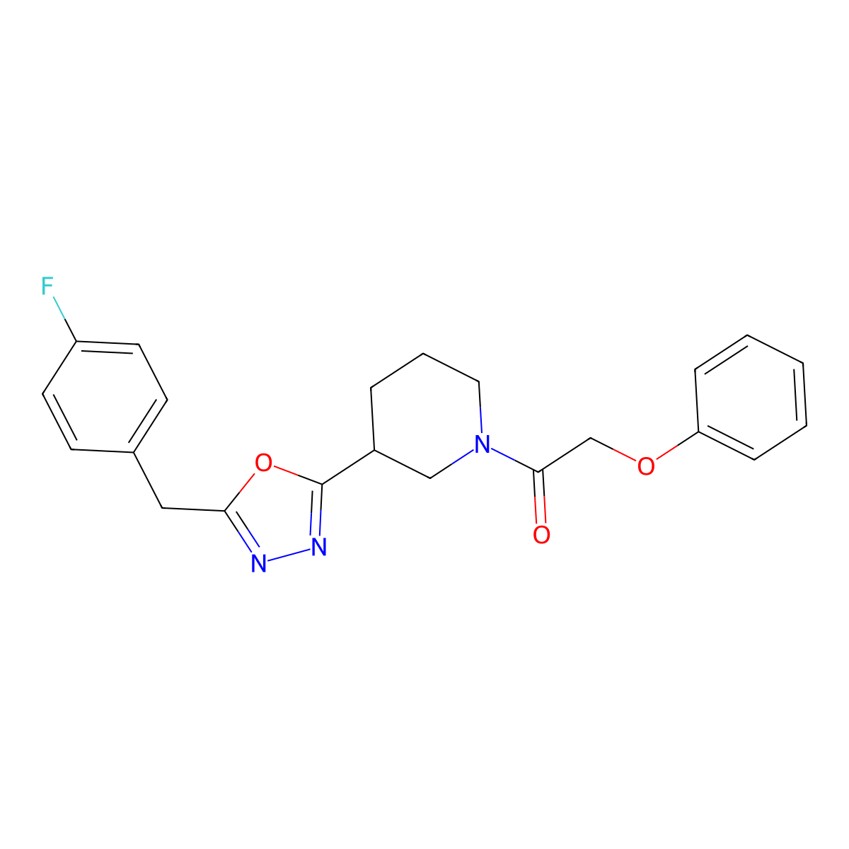 1-(3-(5-(4-Fluorobenzyl)-1,3,4-oxadiazol-2-yl)piperidin-1-yl)-2-phenoxyethanone molecular structure, CAS 1171065-21-6
