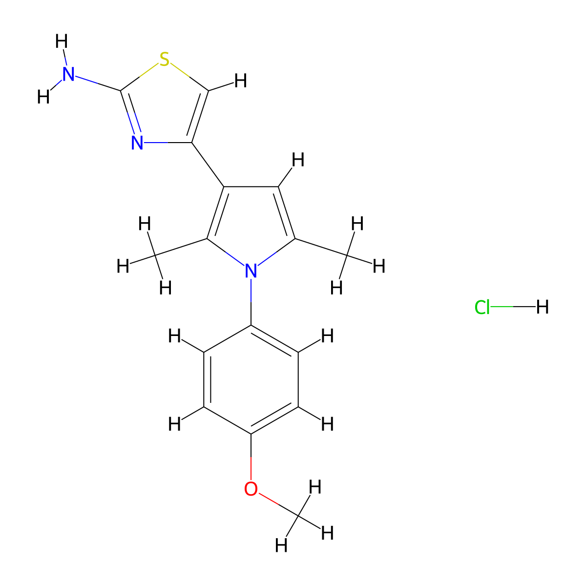 4-[1-(4-methoxyphenyl)-2,5-dimethyl-1H-pyrrol-3-yl]-1,3-thiazol-2-amine hydrochloride molecular structure, CAS 1171065-61-4