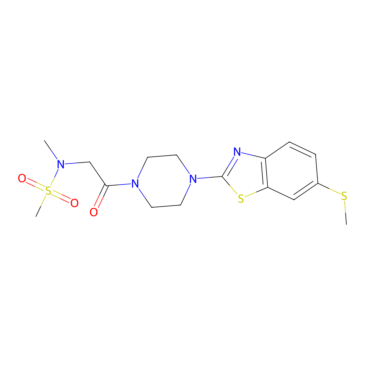 N-methyl-N-(2-(4-(6-(methylthio)benzo[d]thiazol-2-yl)piperazin-1-yl)-2-oxoethyl)methanesulfonamide molecular structure, CAS 1171065-93-2