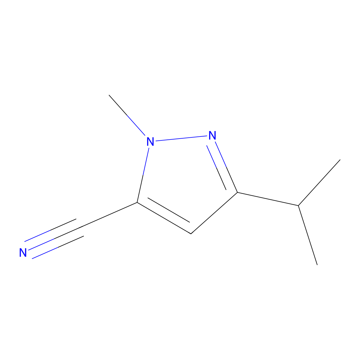 3-Isopropyl-1-methyl-1H-pyrazole-5-carbonitrile molecular structure, CAS 1171066-52-6