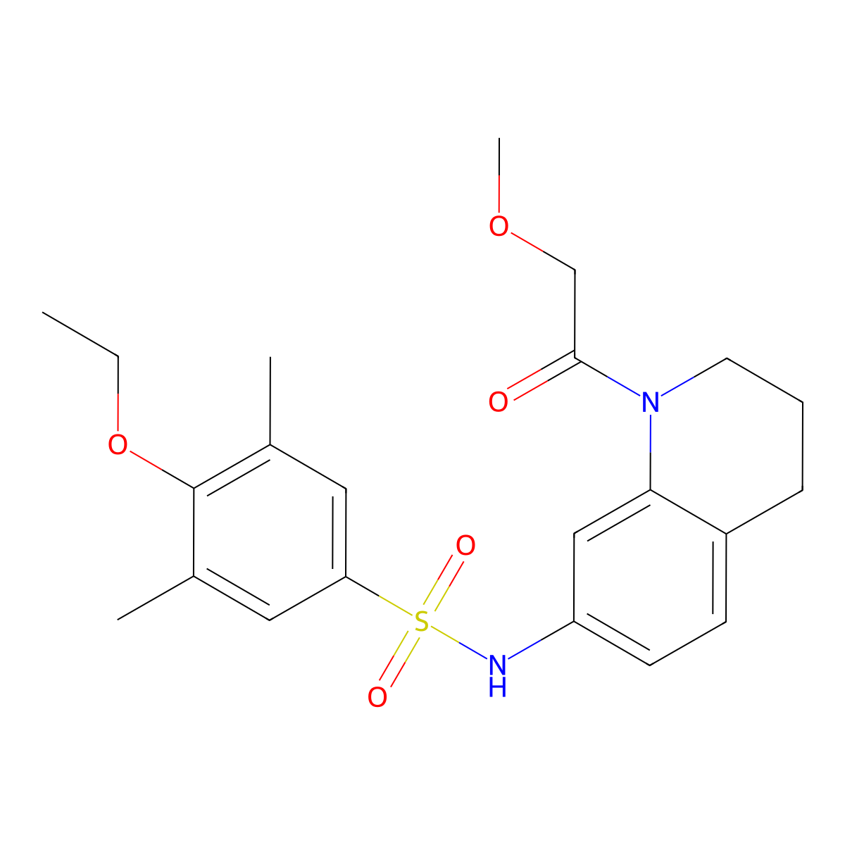 4-ethoxy-N-(1-(2-methoxyacetyl)-1,2,3,4-tetrahydroquinolin-7-yl)-3,5-dimethylbenzenesulfonamide molecular structure, CAS 1171066-69-5