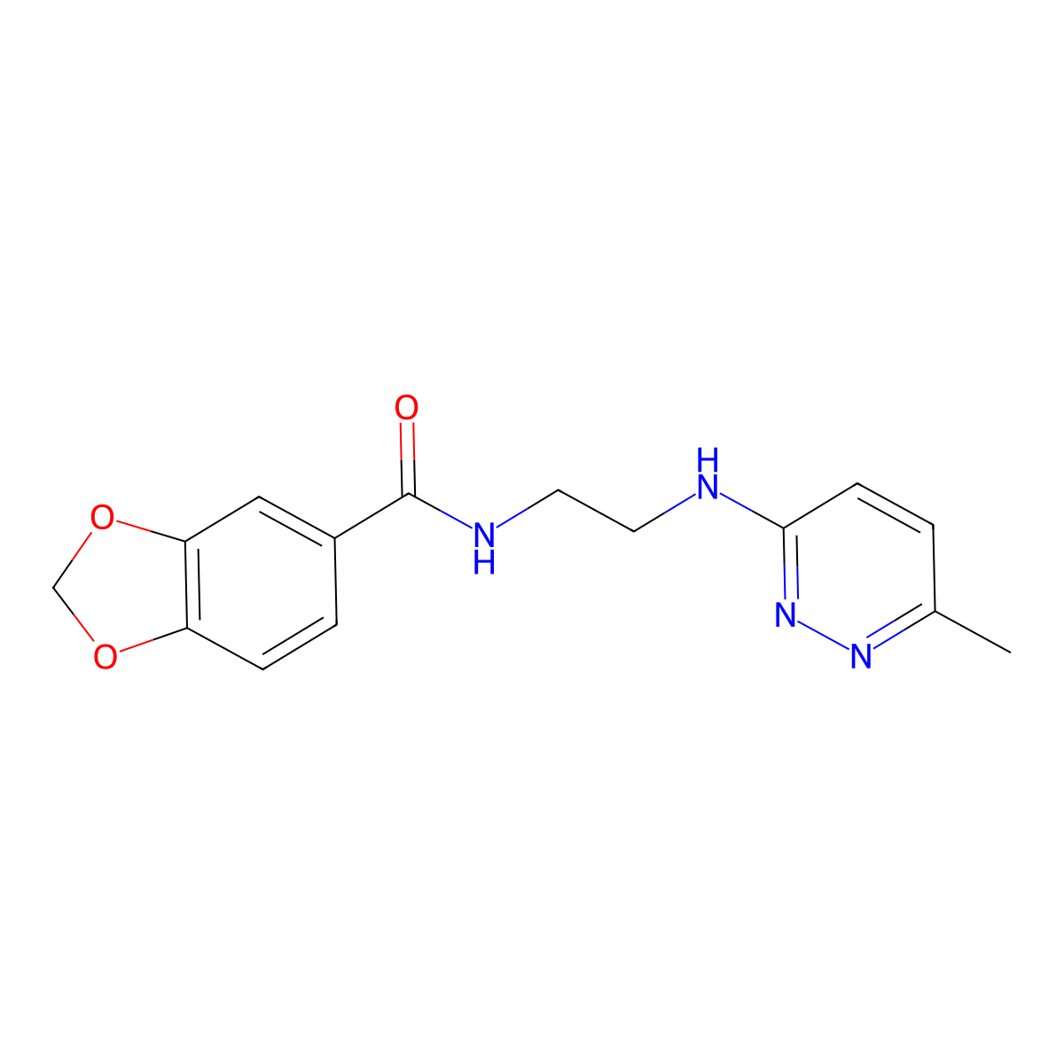 N-(2-((6-methylpyridazin-3-yl)amino)ethyl)benzo[d][1,3]dioxole-5-carboxamide molecular structure, CAS 1171067-02-9