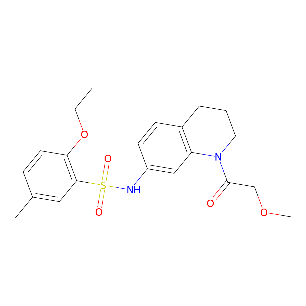 2-ethoxy-N-[1-(2-methoxyacetyl)-1,2,3,4-tetrahydroquinolin-7-yl]-5-methylbenzene-1-sulfonamide molecular structure, CAS 1171067-10-9