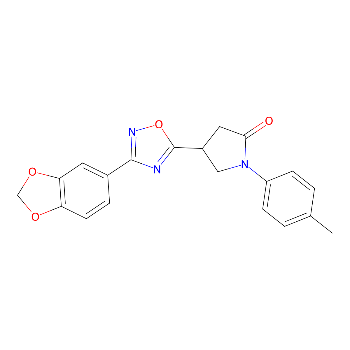 4-(3-(Benzo[d][1,3]dioxol-5-yl)-1,2,4-oxadiazol-5-yl)-1-(p-tolyl)pyrrolidin-2-one molecular structure, CAS 1171067-22-3