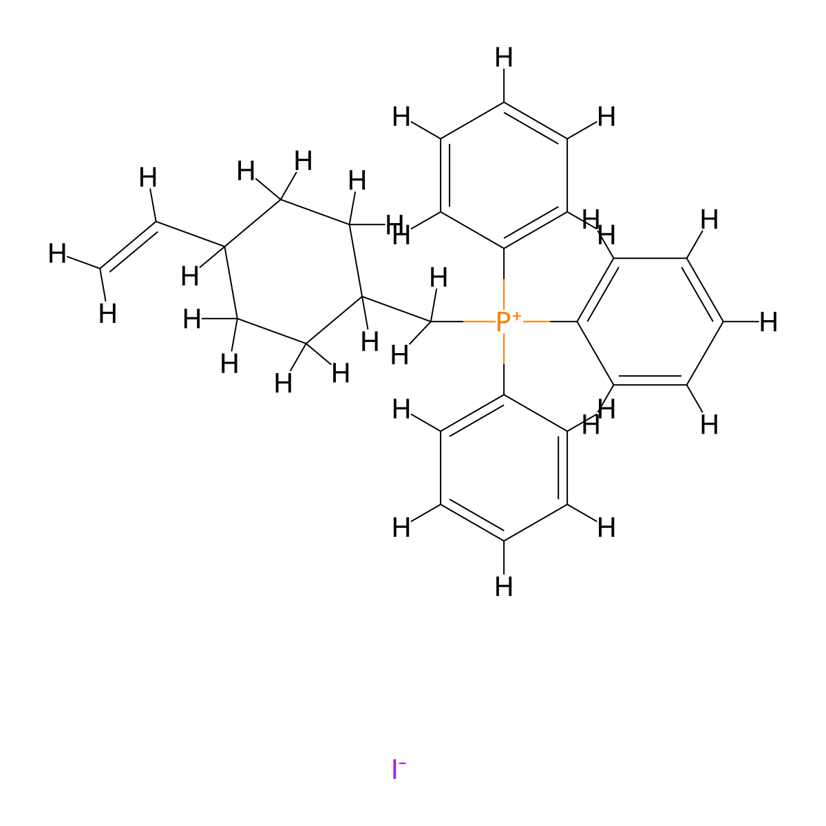 Triphenyl({[(1r,4r)-4-ethenylcyclohexyl]methyl})phosphanium iodide molecular structure, CAS 1171067-76-7