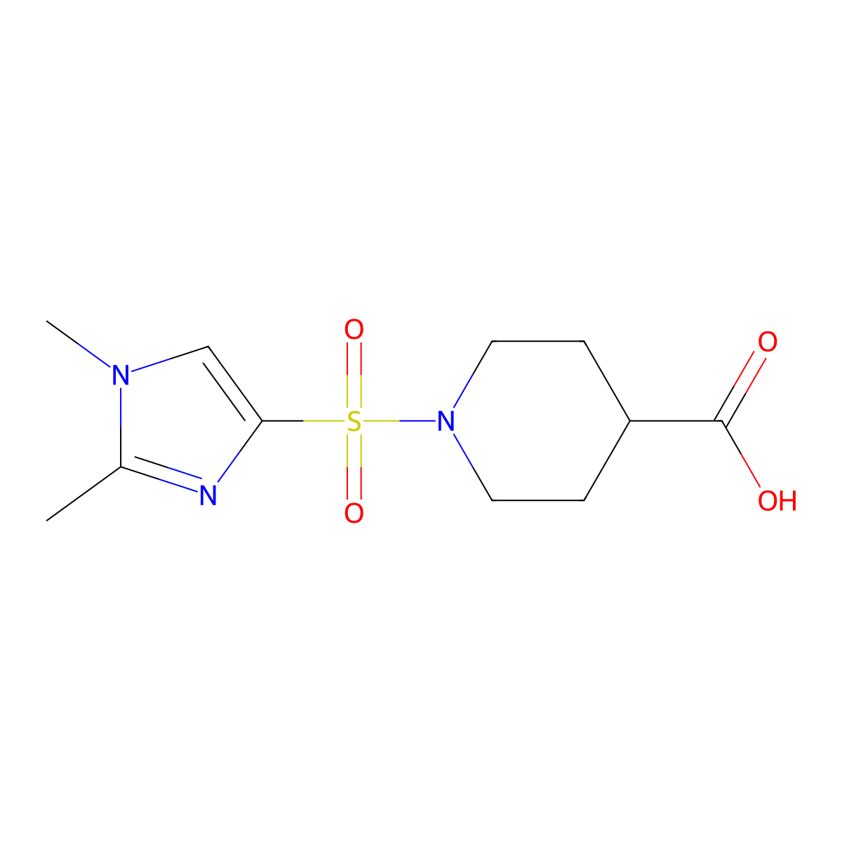 1-(1,2-dimethyl-1H-imidazole-4-sulfonyl)piperidine-4-carboxylic acid molecular structure, CAS 1171069-02-5