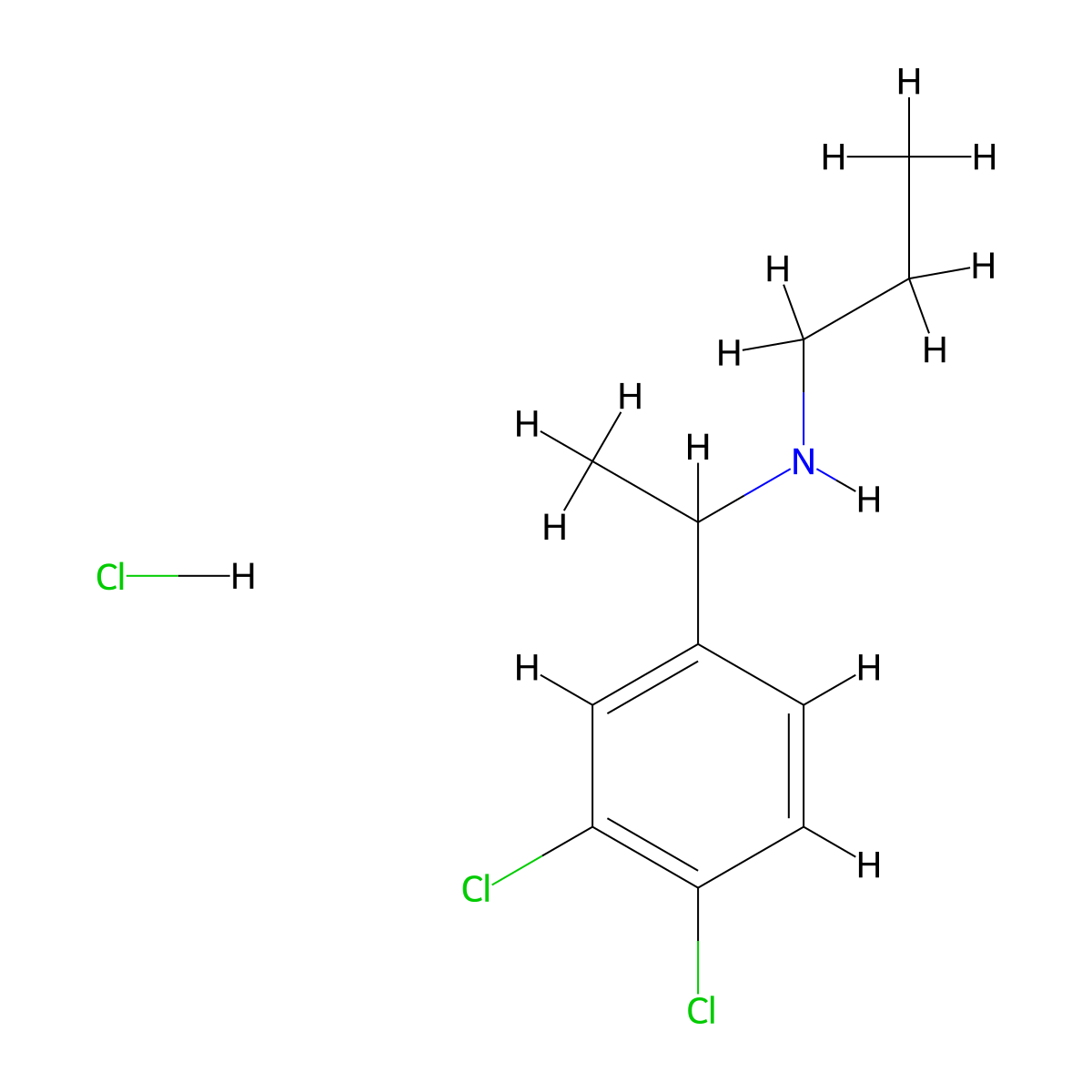[1-(3,4-Dichlorophenyl)ethyl](propyl)amine hydrochloride molecular structure, CAS 1171069-08-1