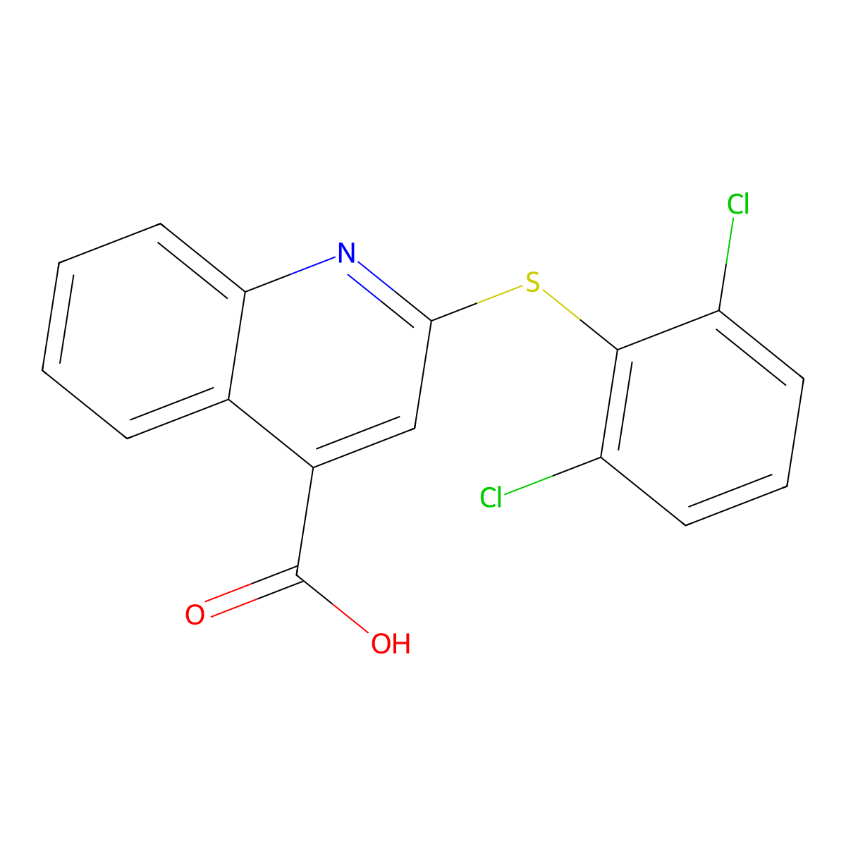 2-[(2,6-Dichlorophenyl)thio]quinoline-4-carboxylic acid molecular structure, CAS 1171069-11-6