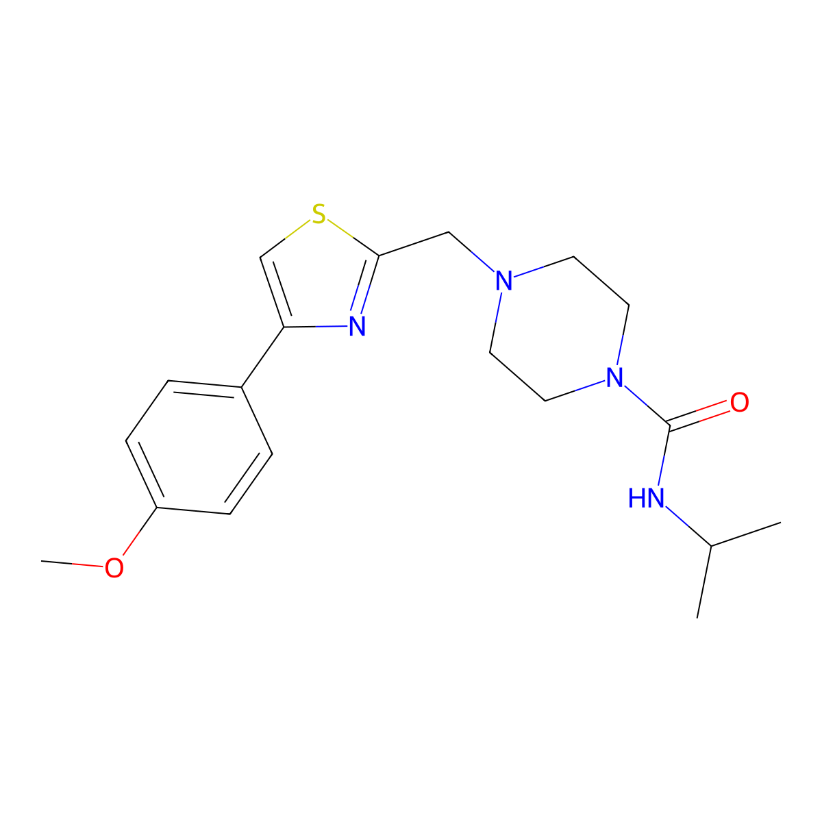N-isopropyl-4-((4-(4-methoxyphenyl)thiazol-2-yl)methyl)piperazine-1-carboxamide molecular structure, CAS 1171069-37-6