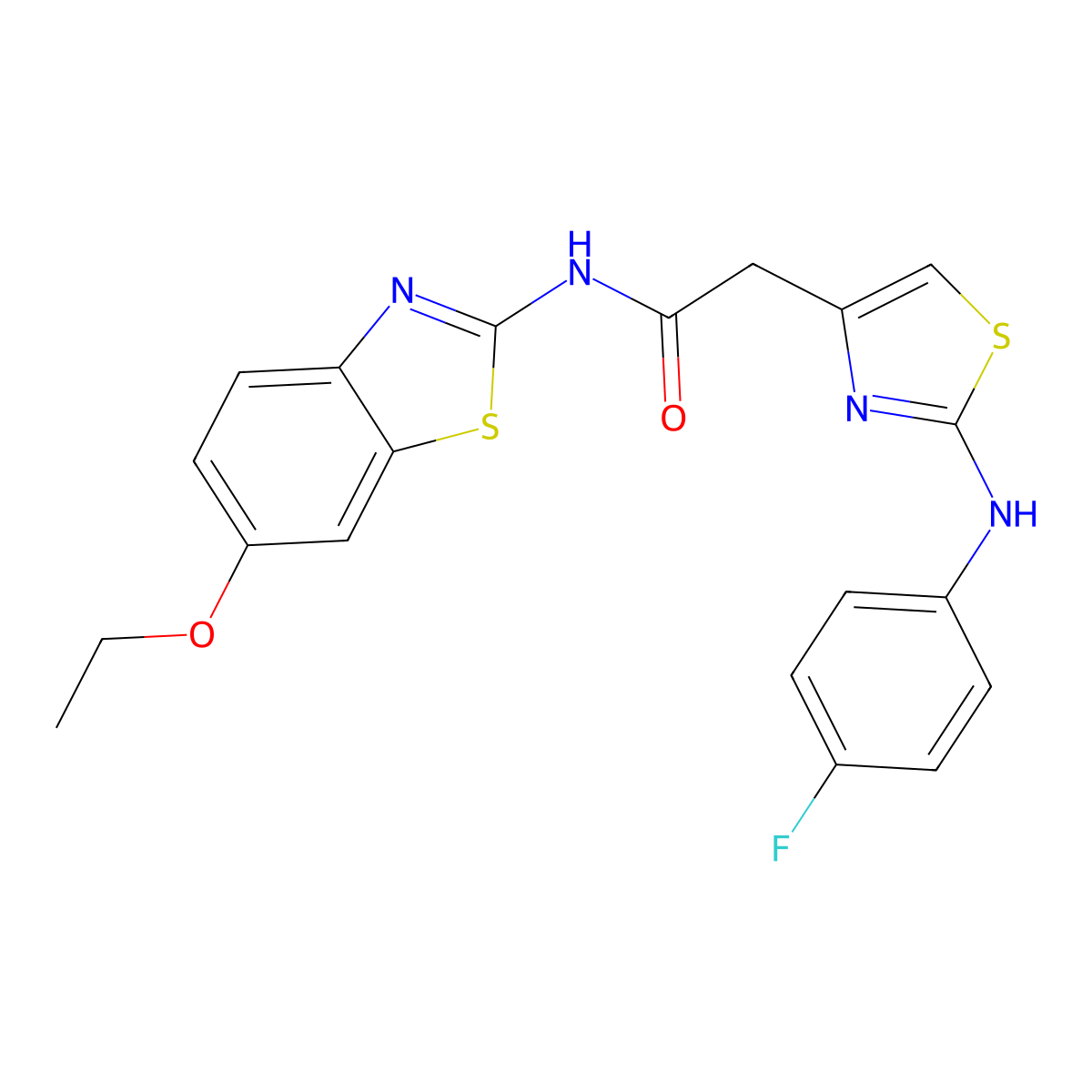 N-(6-ethoxybenzo[d]thiazol-2-yl)-2-(2-((4-fluorophenyl)amino)thiazol-4-yl)acetamide molecular structure, CAS 1171069-41-2