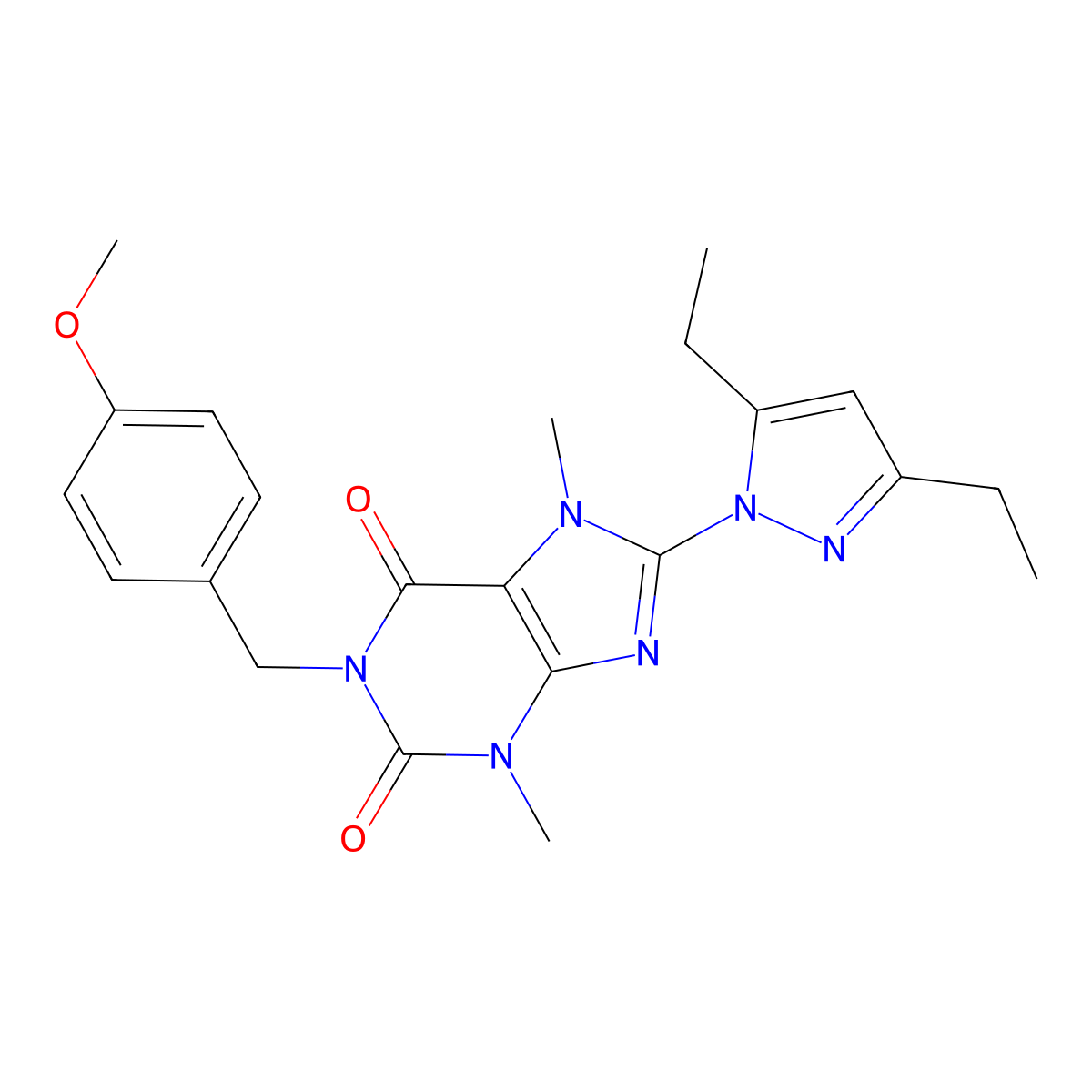 8-(3,5-diethyl-1H-pyrazol-1-yl)-1-(4-methoxybenzyl)-3,7-dimethyl-1H-purine-2,6(3H,7H)-dione molecular structure, CAS 1171069-50-3