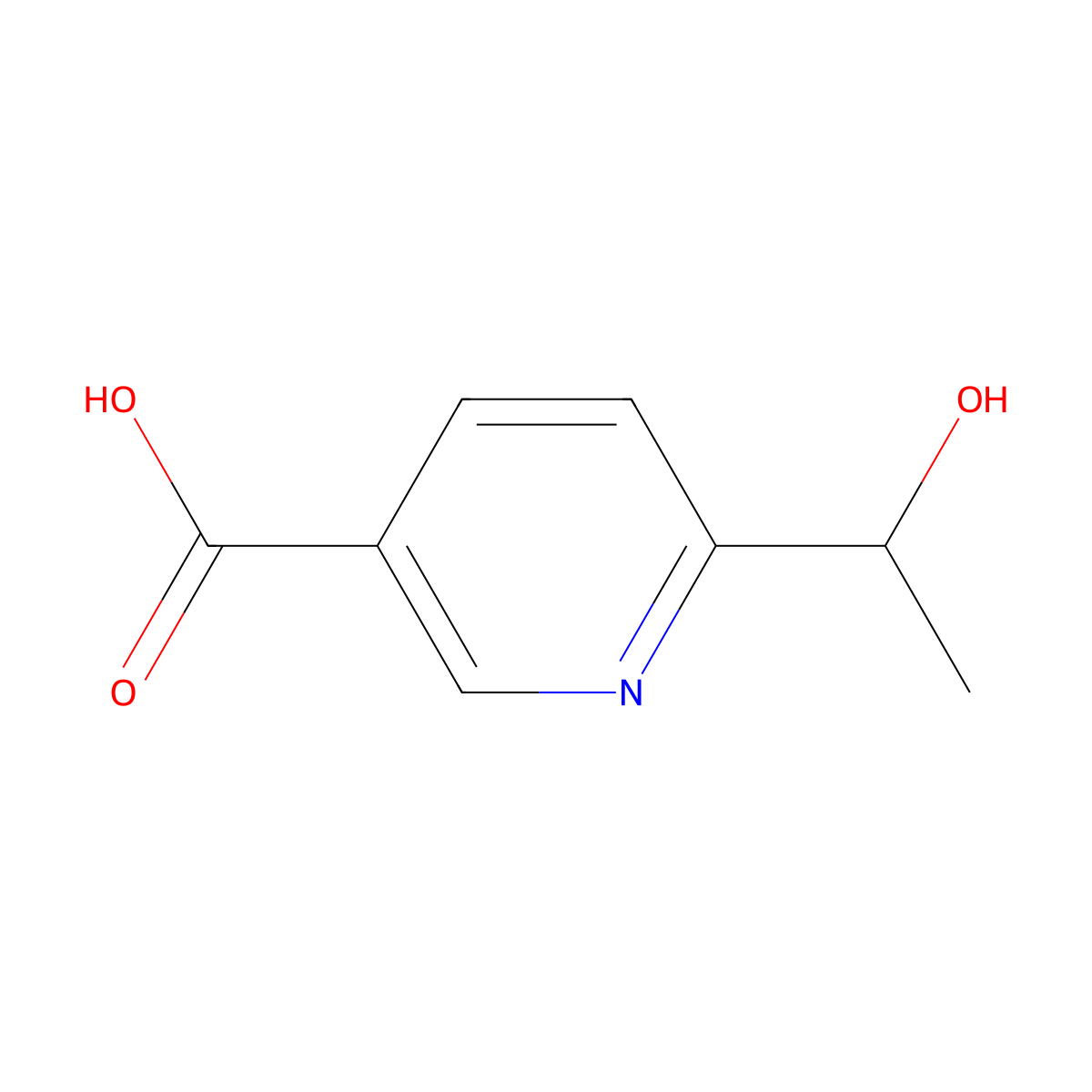 6-(1-Hydroxyethyl)pyridine-3-carboxylic acid molecular structure, CAS 117107-58-1