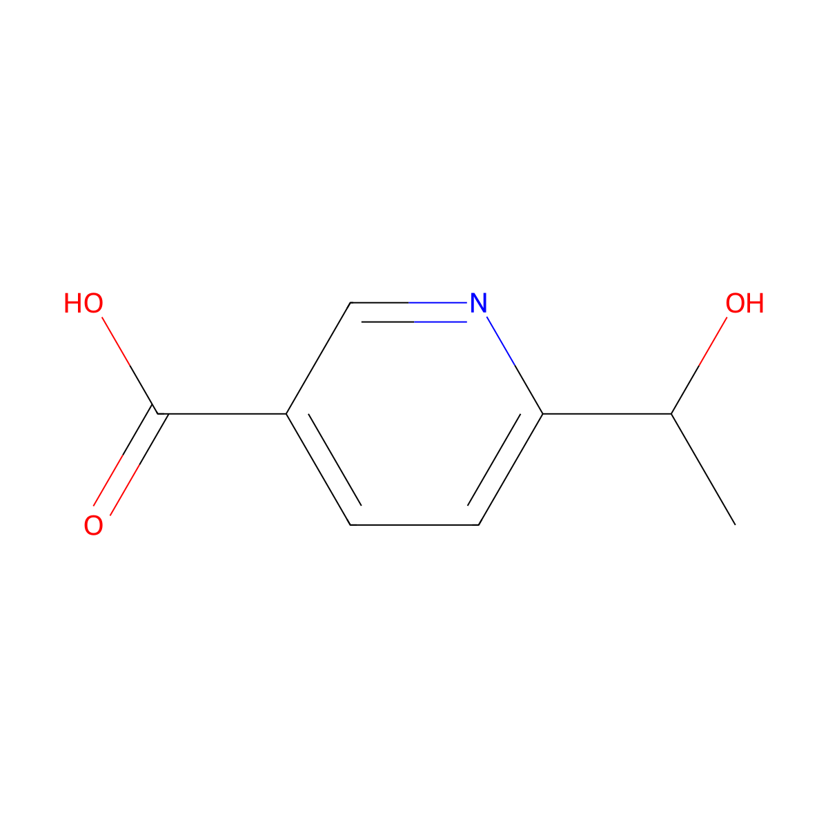 6-(1-Hydroxyethyl)pyridine-3-carboxylic acid molecular structure, CAS 117107-58-1