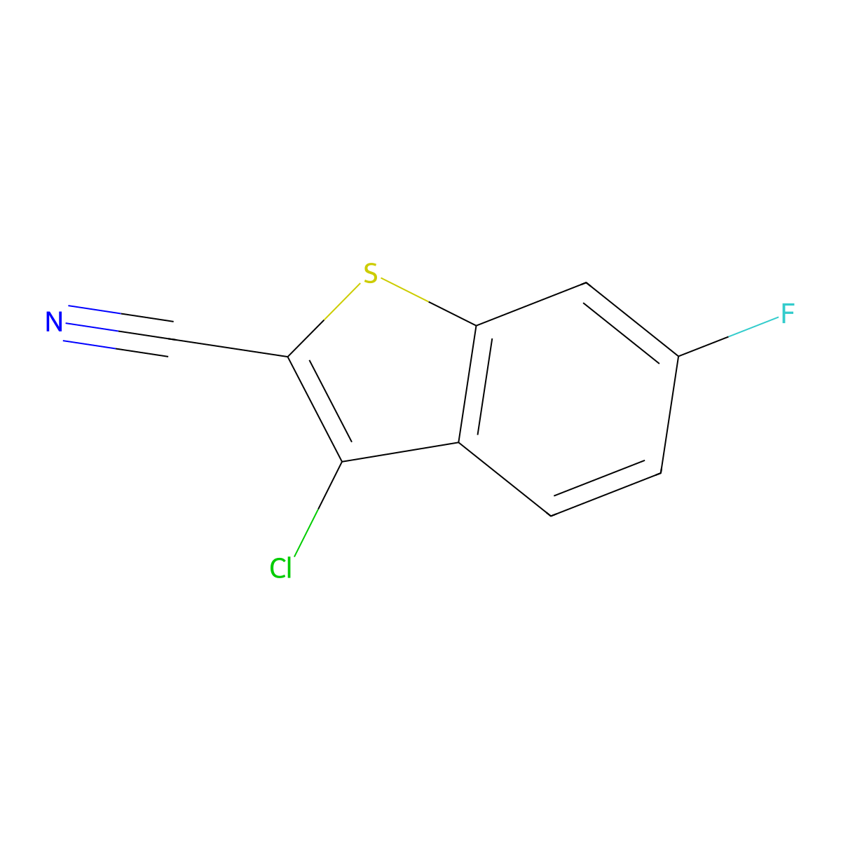 3-Chloro-6-fluoro-1-benzothiophene-2-carbonitrile molecular structure, CAS 1171070-11-3